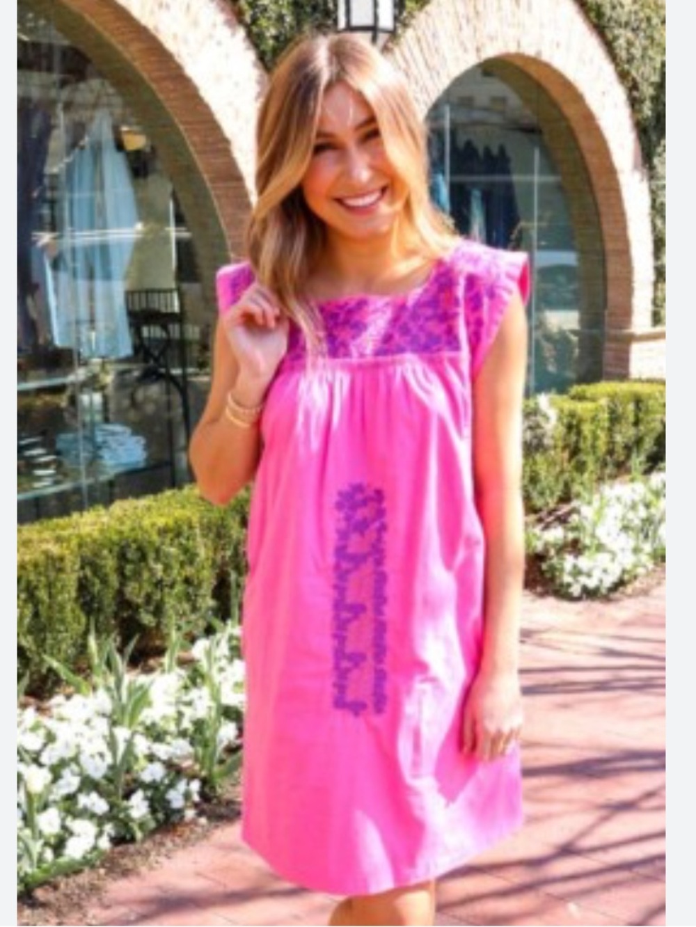 J.Marie Pink Sleeveless Embroidered Dress